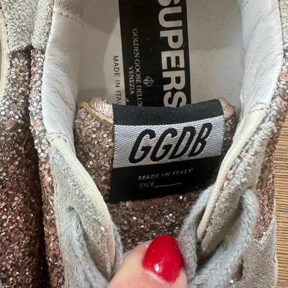 AUTHENTIC Golden Goose GGDB Super-Star Private EDT Pink Glitter Sneakers EU 35 - Picture 7 of 14